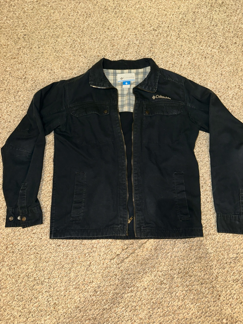 Columbia Black Men's Canvas Jacket with Plaid Lining